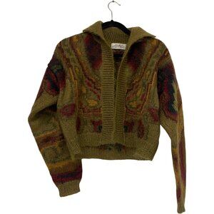 Vintage Linda Allard Ellen Tracy Womens Cardigan Sweater Size M Mohair Green 80s